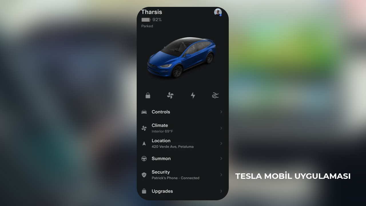 Tesla Mobil uygulaması