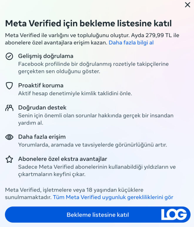 Meta Verified Türkiye fiyatı