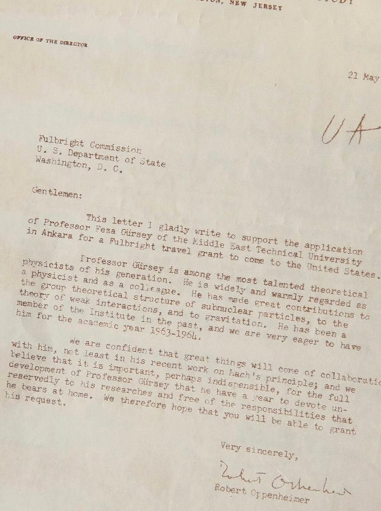Oppenheimer mektup