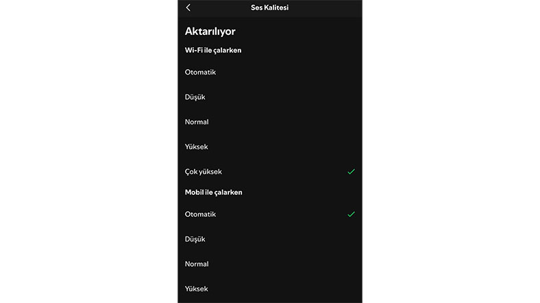 spotift ses kalitesi