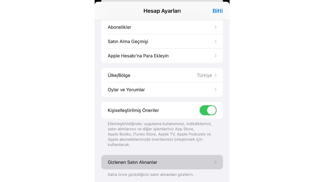 app store silinen uygulama gizleme