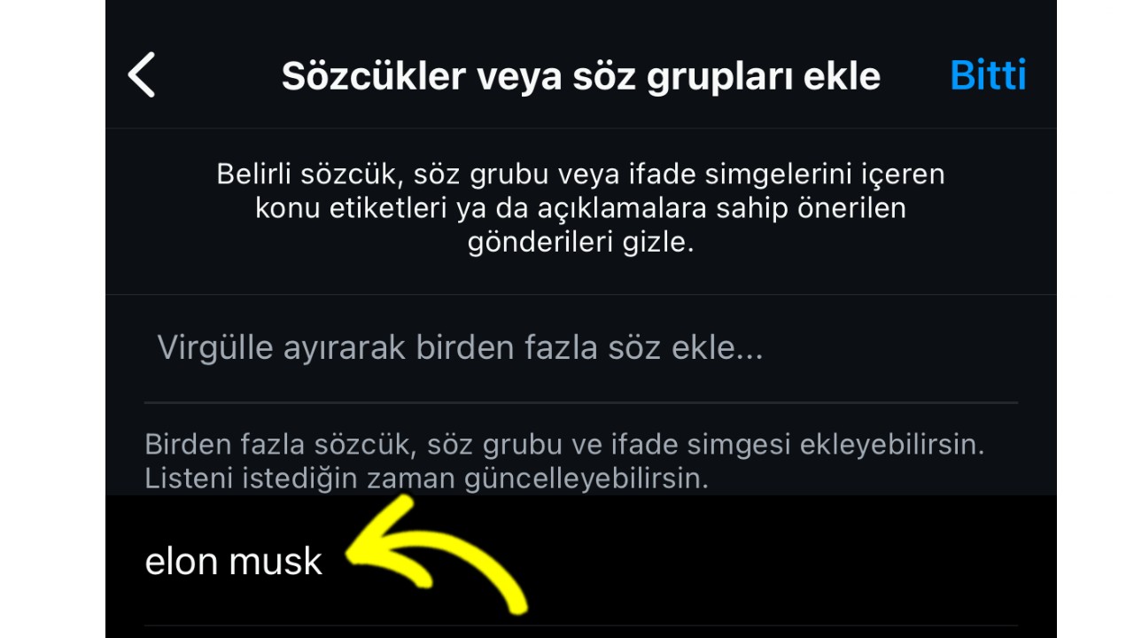 instagram görmek istemediğin içerik engelleme