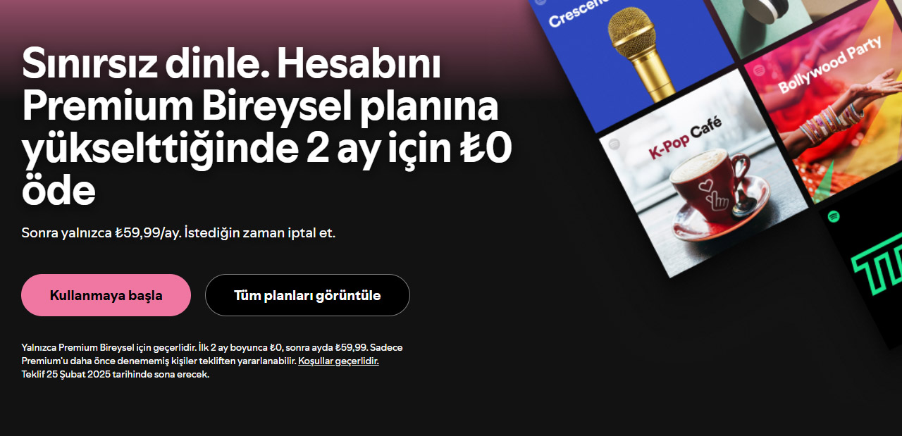 Spotify Premium 2 ay ücretsiz