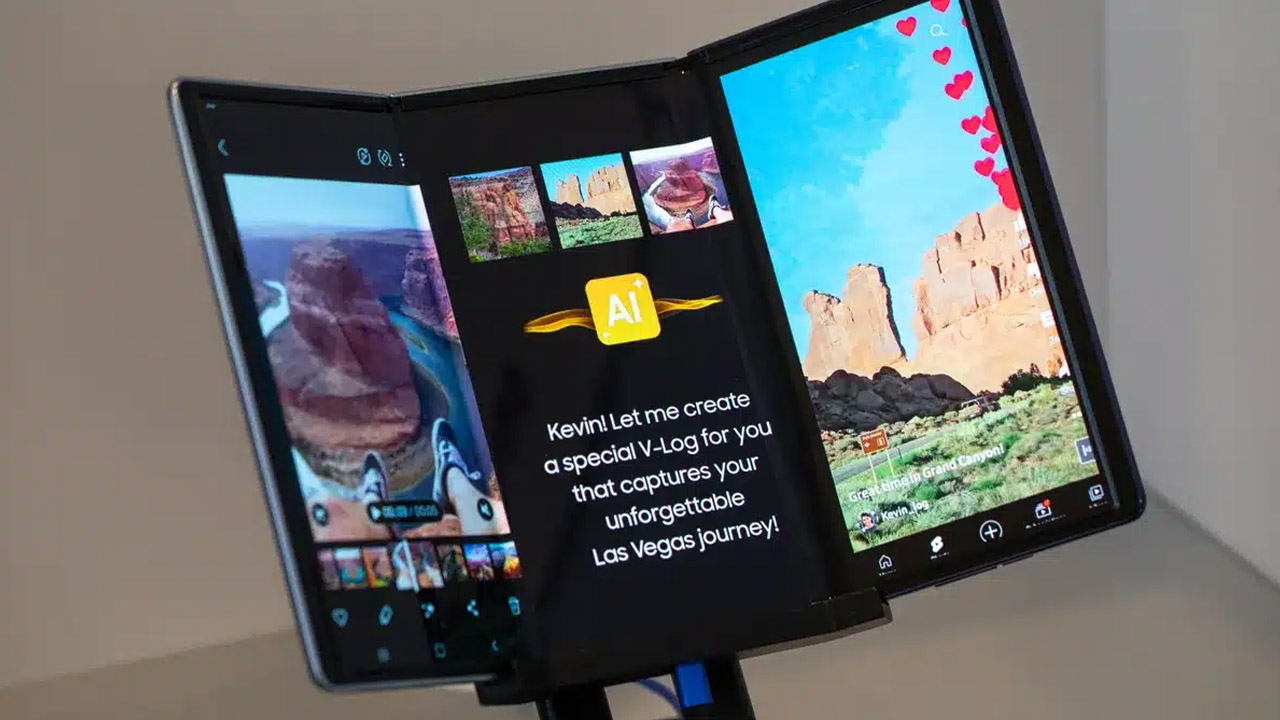 Samsung üçe katlanan telefon