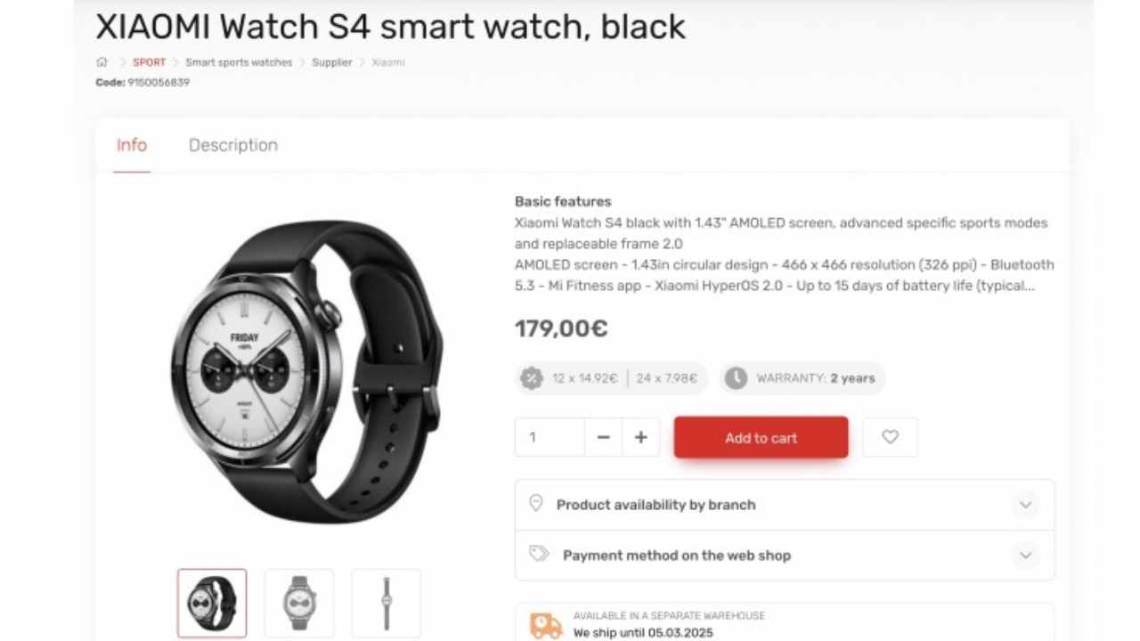 xiaomi watch s4