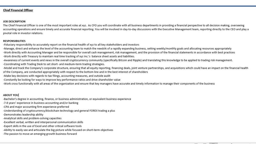 Track xyz. What is the job description of a CFO?. No accurate Financial Reports.. What are their responsibilities as an account Manager?.
