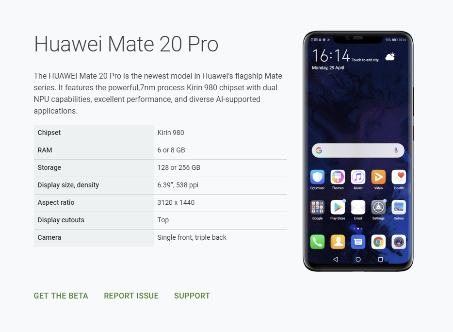 Huawei Mate 20 Pro, Android Q Beta Listesine Geri Döndü