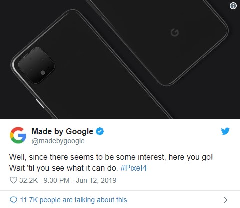 Google, Pixel 4’ün Çift Kameralı Tasarımını Paylaştı