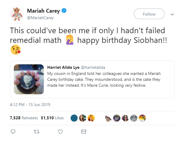 Mariah Carey Hayranına Fizikçi Marie Curie'li Pasta Geldi