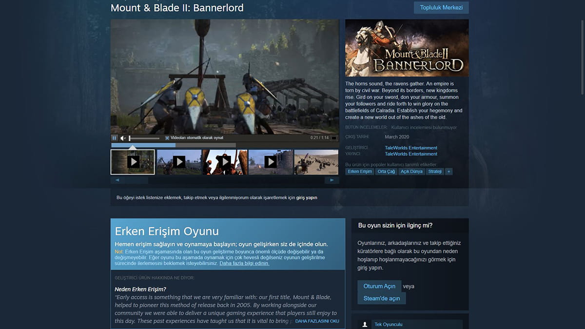 Mount & Blade II: Bannerlord’un Neden Erken Erişimle Çıkacağı Açıklandı