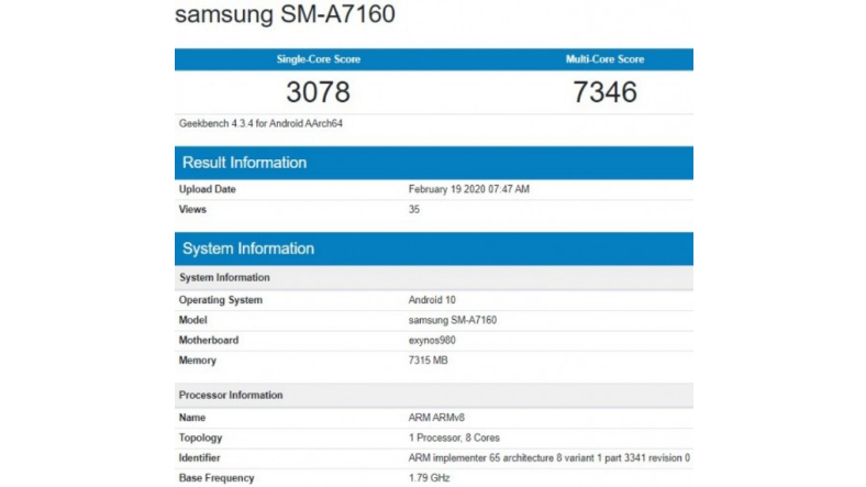 samsung a71 geekbench