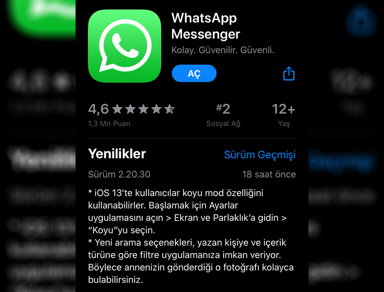 WhatsApp İçin Karanlık Mod Yayınlandı (iOS, Android)