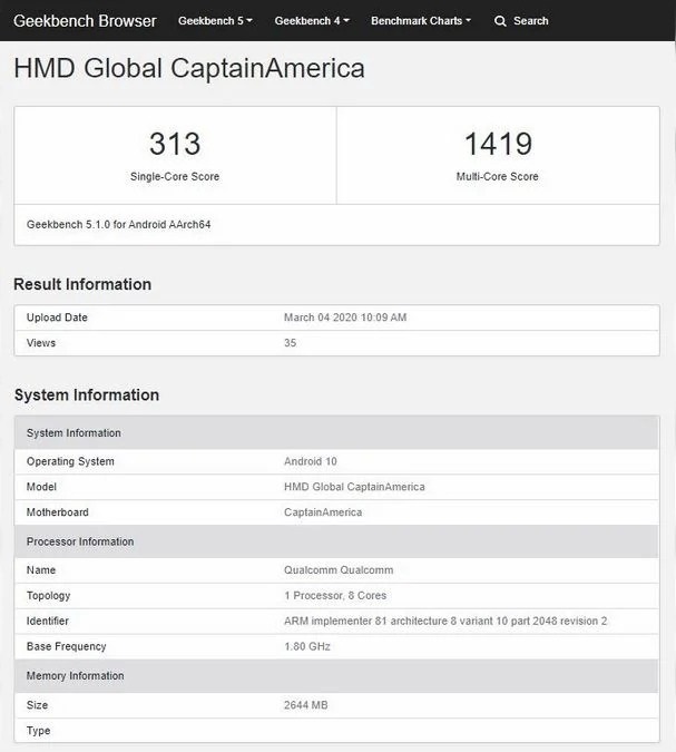 ’Captain America’ Kod Adlı Nokia 5.2, Geekbench’te Göründü