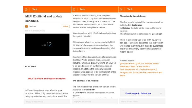 Xiaomi’nin MIUI 12’nin Beta ve Kararlı Sürümlerini Yayınlayacağı Tarihler Sızdırıldı