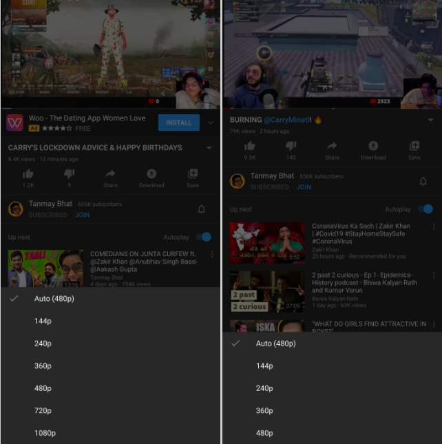 YouTube Android, Hindistan’daki Kalitesini Maksimum 480p Olacak Şekilde Ayarladı