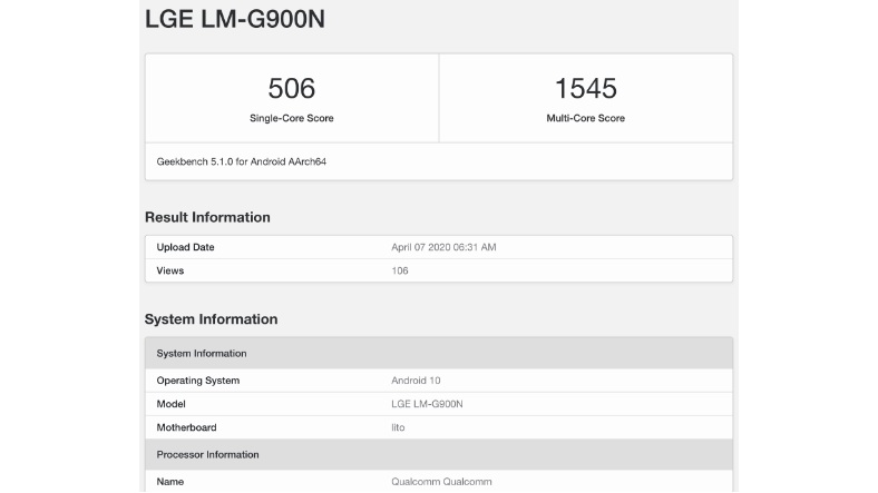 LG’nin Qualcomm Lito İşlemcili Gizemli Telefonu Geekbench’te Görüldü