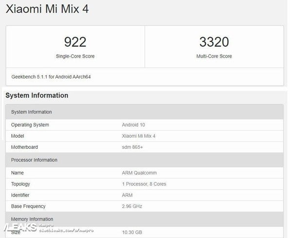 Xiaomi Mi Mix 4, Gizemli Bir İşlemciyle Geekbench’te Ortaya Çıktı