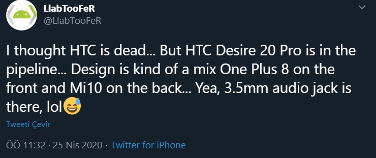 HTC Desire 20 Pro’nun Yeni Özellikleri Ortaya Çıktı