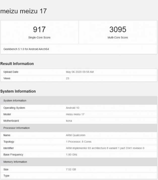 Meizu 17 ve 17 Pro, Çıkışına 1 Gün Kala Geekbench’te Listelendi