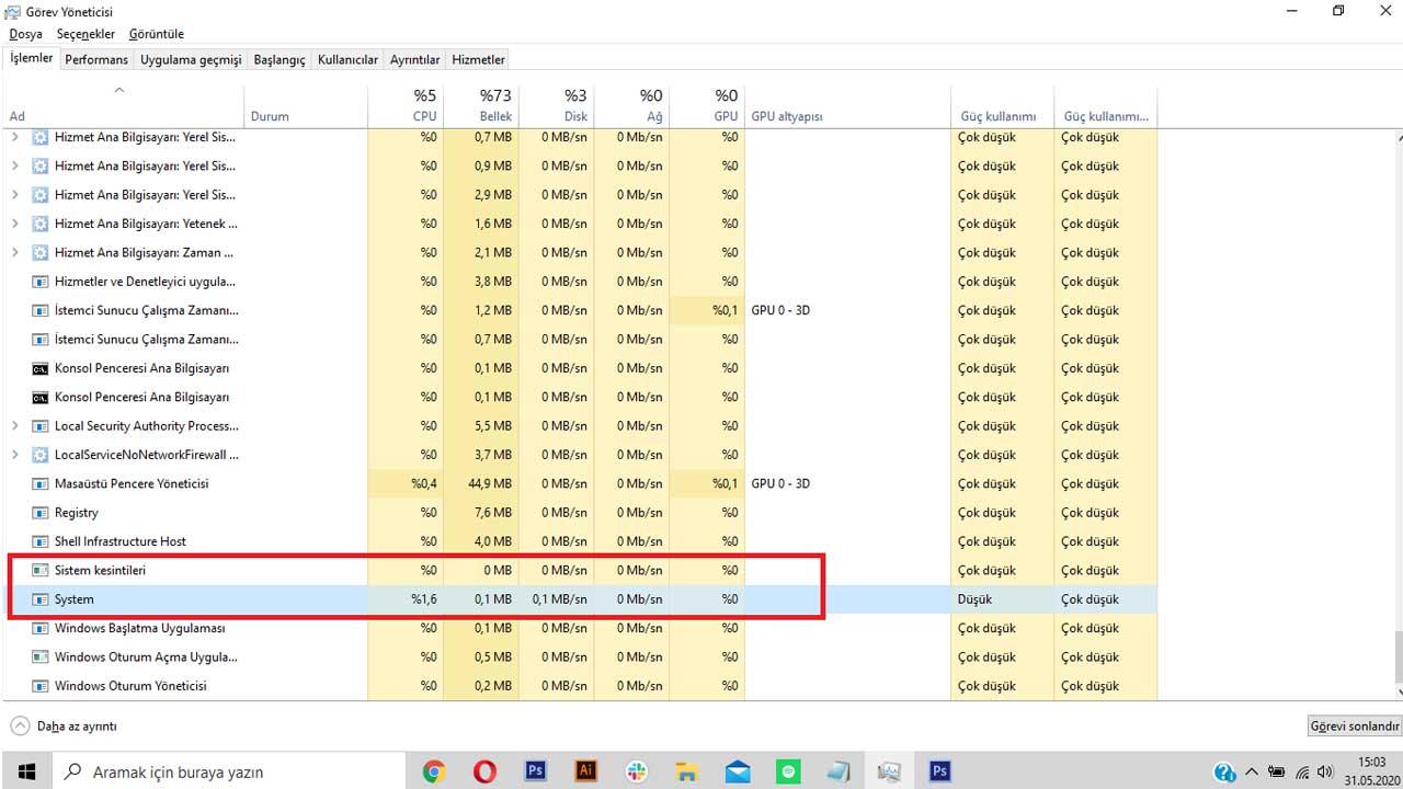 System ve Sistem kesintileri’ndeki yüksek CPU kullanımına karşı ne yapılmalıdır?