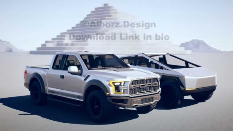 Tesla Cybertruck ile Ford F-150 Raptor, Tasarım Olarak Karşı Karşıya Geldi (Video)