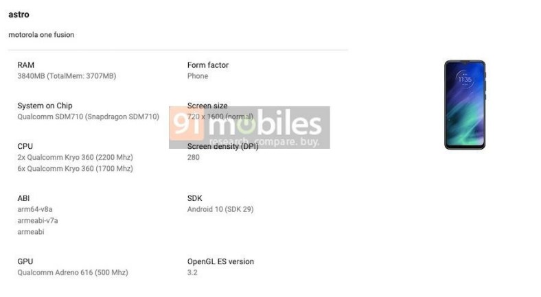 Motorola One Fusion’ın Özellikleri Ortaya Çıktı
