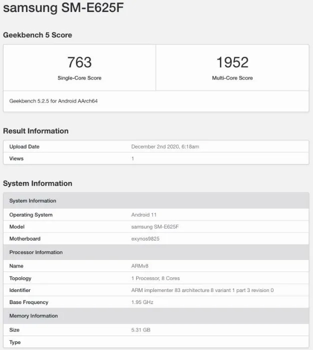 Samsung Galaxy F Ailesinin Exynos 9825’li Yeni Üyesi Geekbench’te Ortaya Çıktı