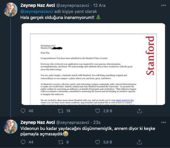 Stanford’a Kabul Edilen Zeynep’in Sevinç Çığlıklarına Boğulduğu Anlar Viral Oldu