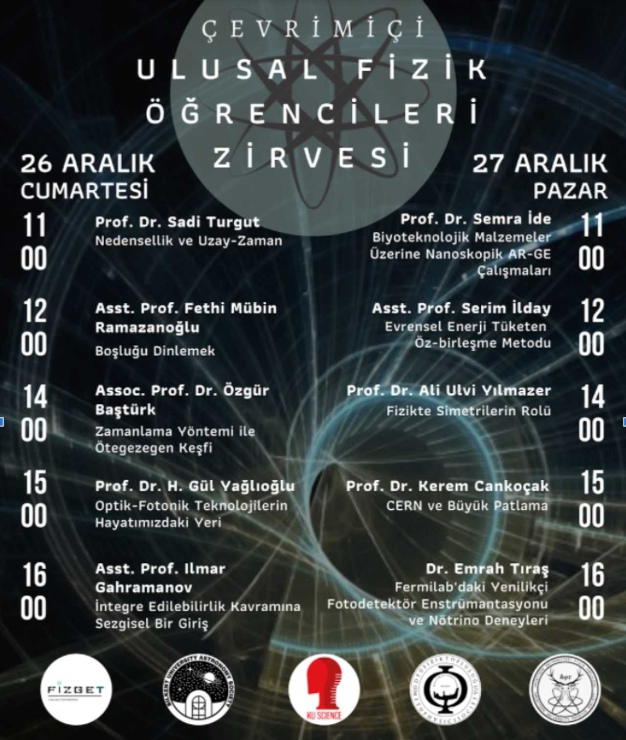 Çevrimiçi Ulusal Fizik Öğrencileri Zirvesi, 26-27 Aralık’ta YouTube’da