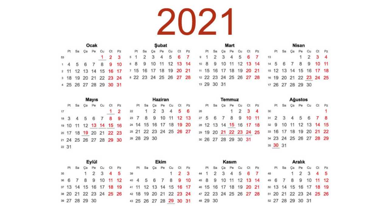 2021'deki Tm Resmi Tatiller ve Tarihleri