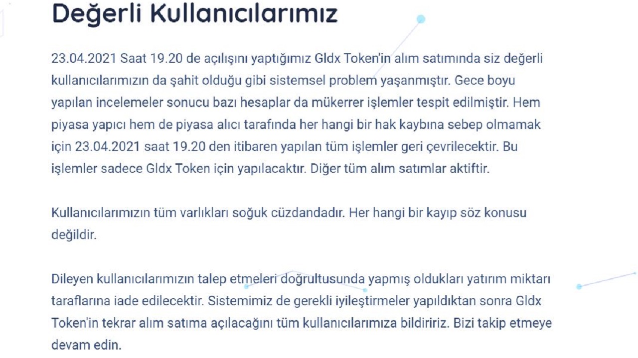 Kripto Borsası GoldexCoin'e Erişim Problemleri Yaşanıyor