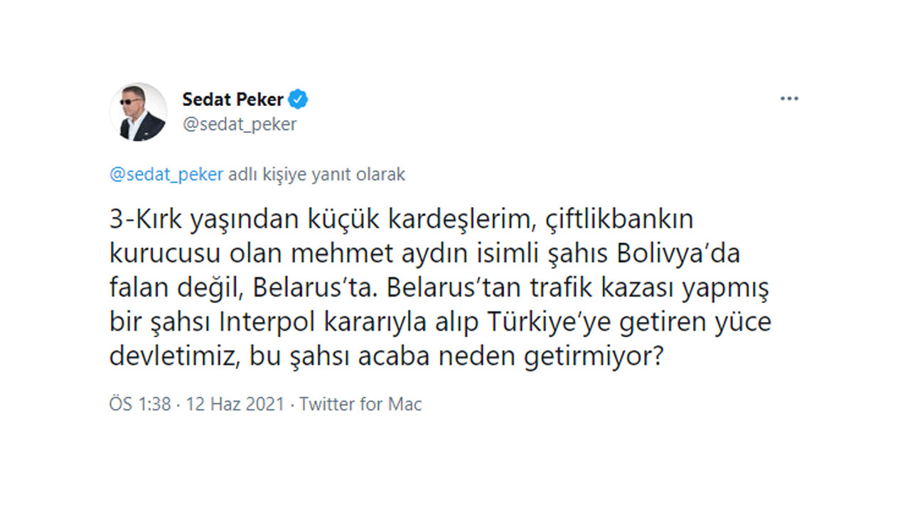 Sedat Peker, Çiftlik Bank Kurucusu ’Tosuncuk’un Yerini Bildiğini İddia Etti