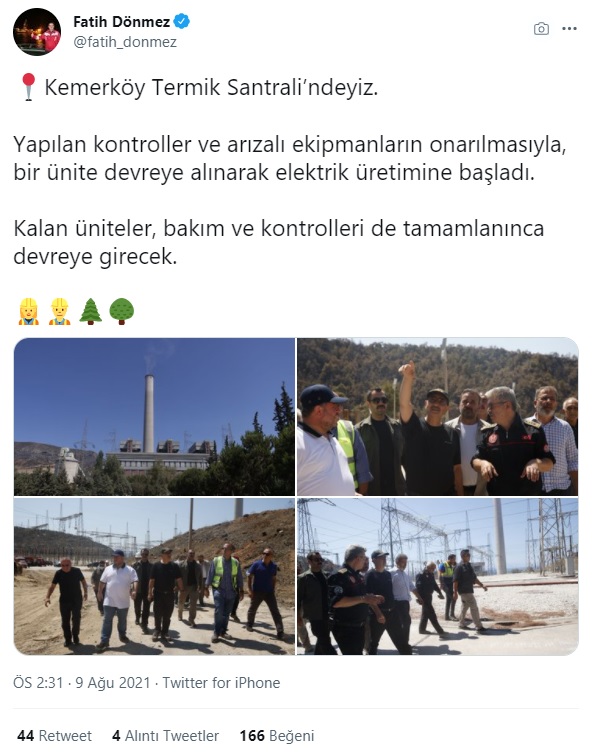 Yanan Kemerköy Termik Santrali, Elektrik Üretimine Yeniden Başladı