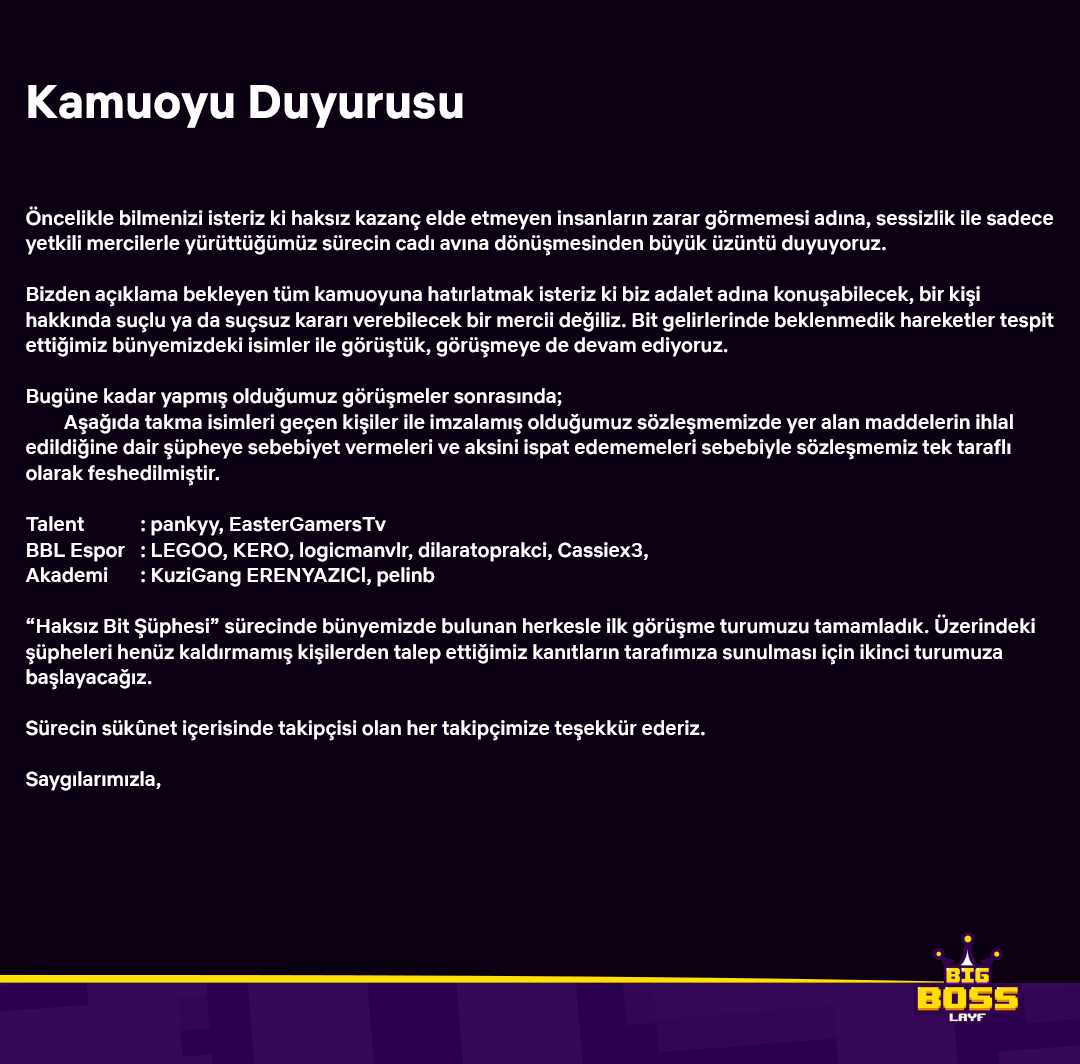 BigBossLayf’tan Twitch Dolandırıcılıkları Hakkında Açıklama: 9 İsimle Sözleşmeler Feshedildi