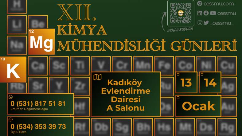 Marmara Üniversitesi CESSMU Kimya Mühendisliği Günleri 13 Ocak’ta Başlıyor