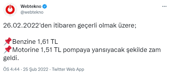 Akaryakıta zam geldi