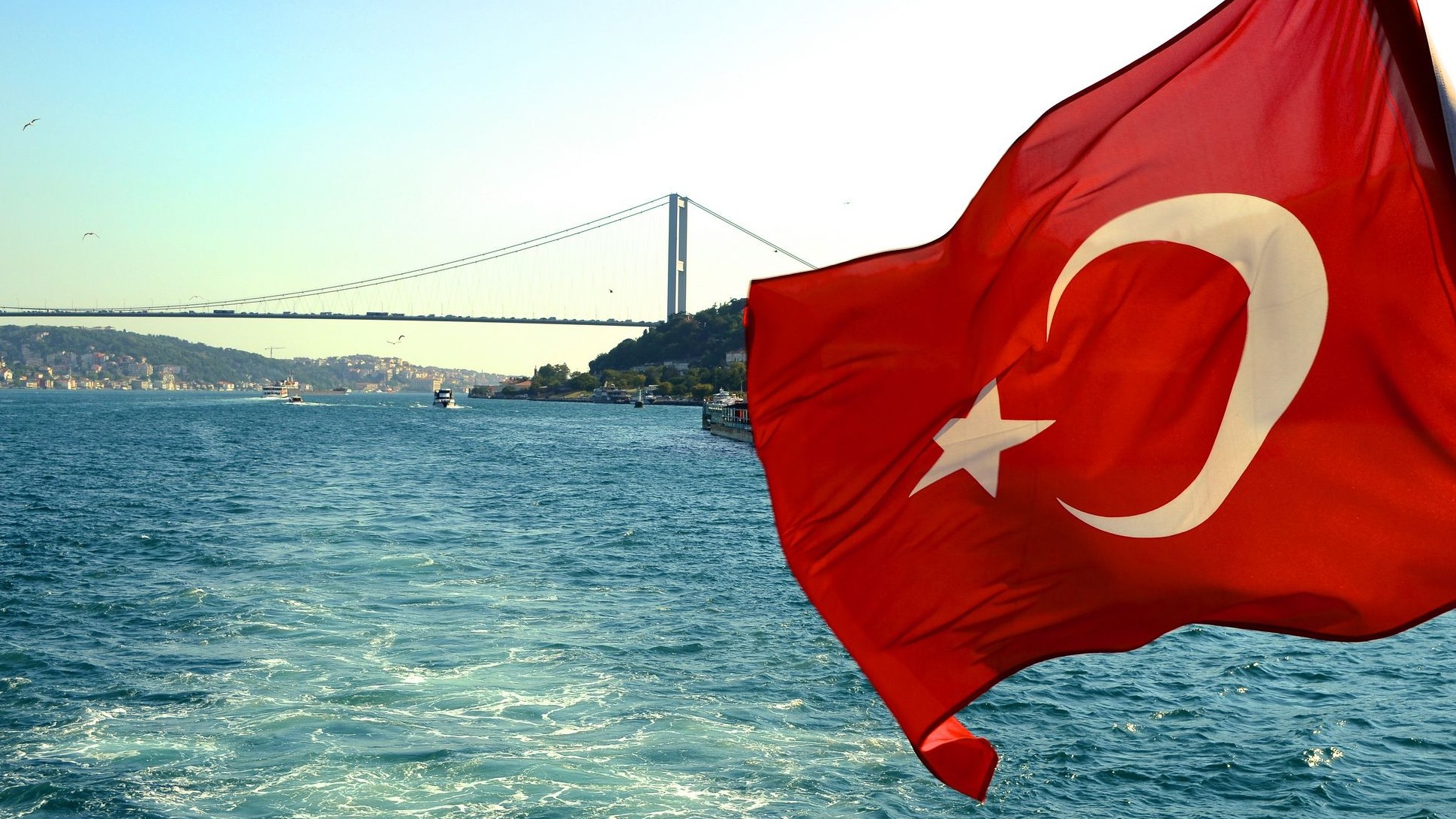 Turkish flag and strait