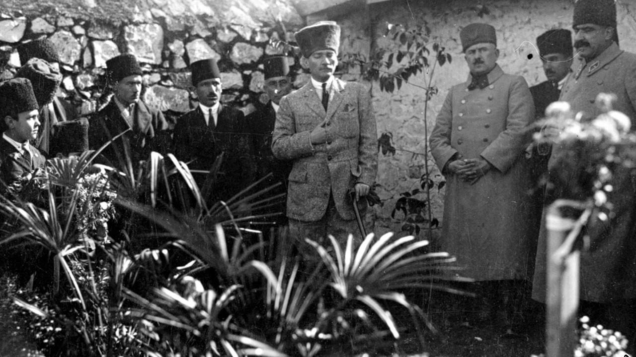 Ataturk at his mother's grave