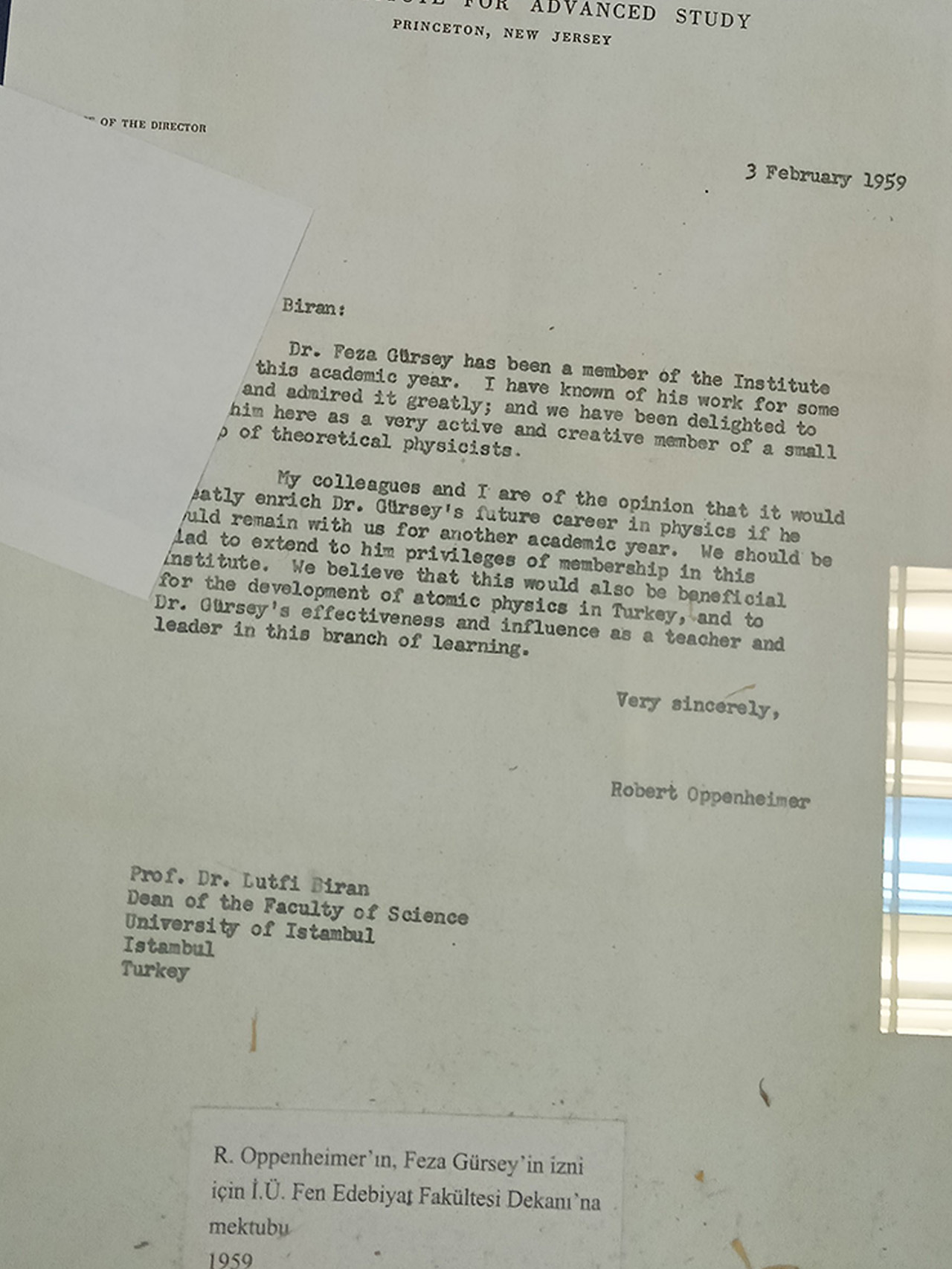 Oppenheimer letter