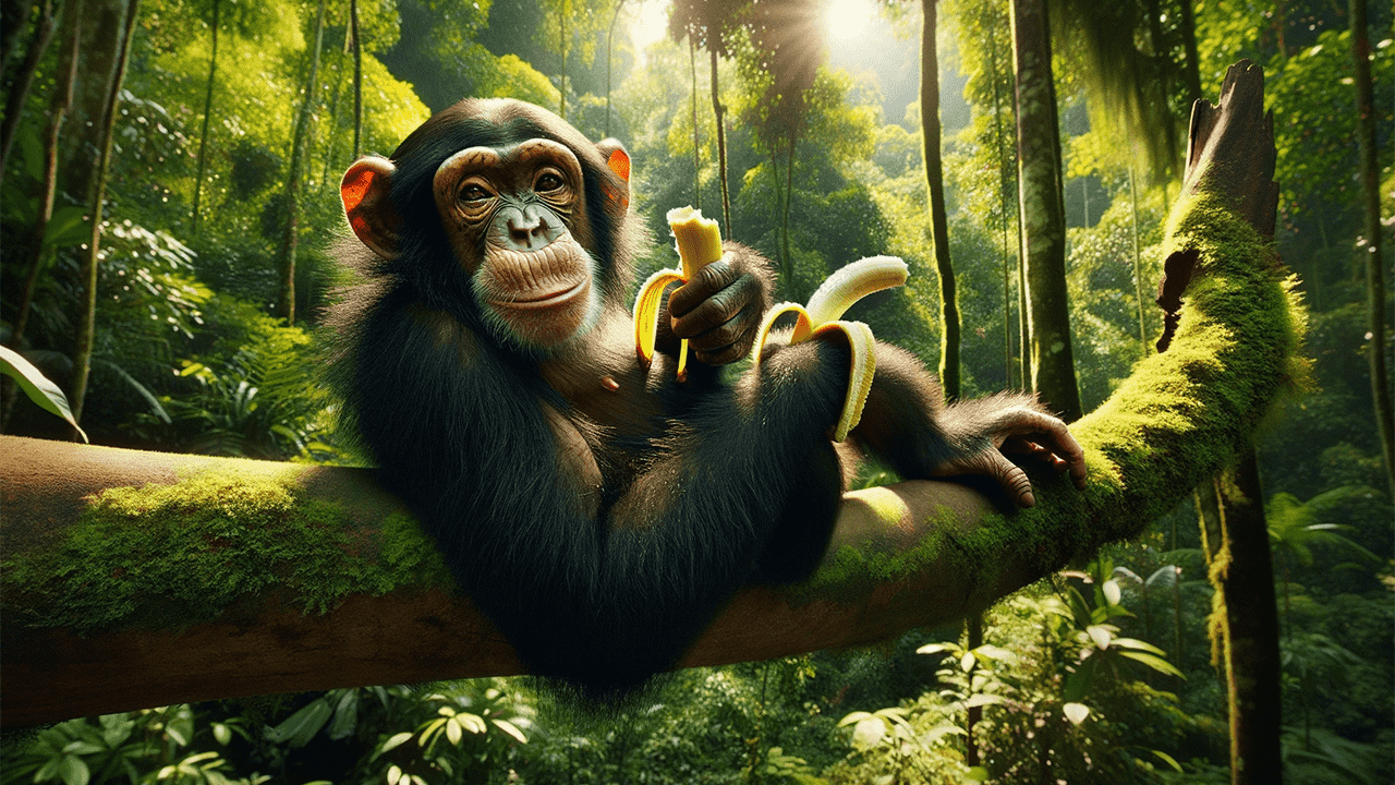 Chimpanzee banana tropical forest