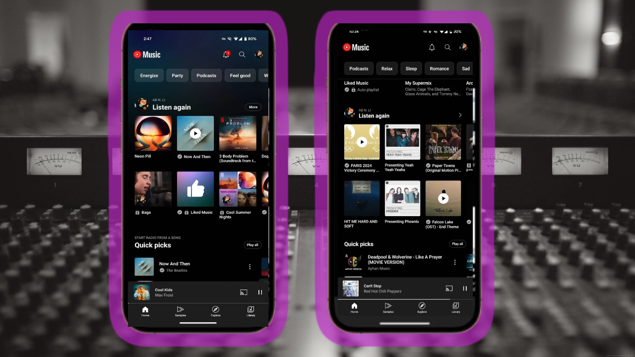 youtube music tasarımı öncesi ve sonrası ekranları