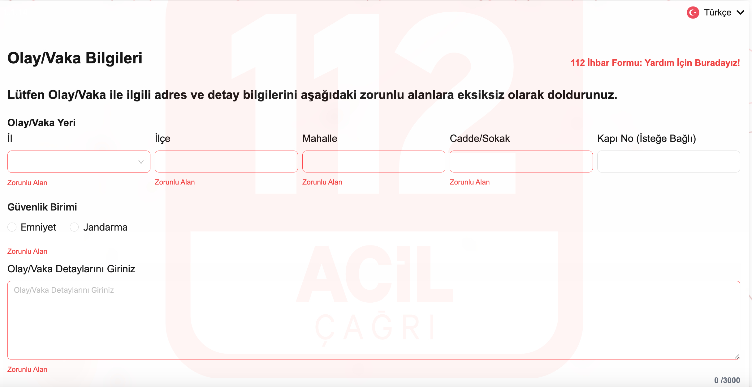 Suç ve Şüpheli Durumları Bildirmenizi Sağlayan 112 Web İhbar Sistemi Kullanıma Açıldı