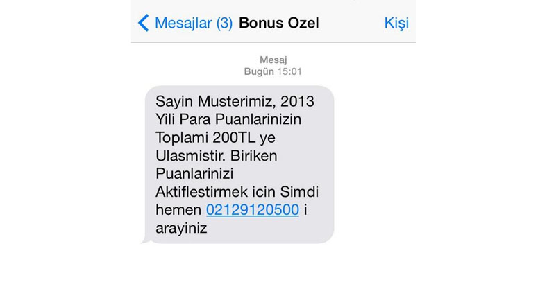 sahte sms